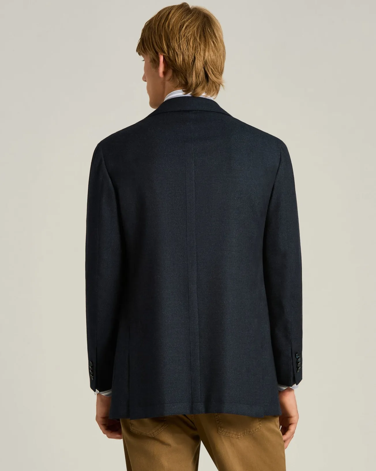 PURE CASHMERE SINGLE-BREASTED JACKET IN BLUE