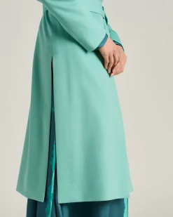 PURE CASHMERE TURQUOISE OVERCOAT