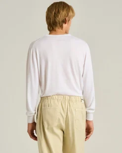 PURE COTTON LONG-SLEEVED CREWNECK SWEATER IN WHITE