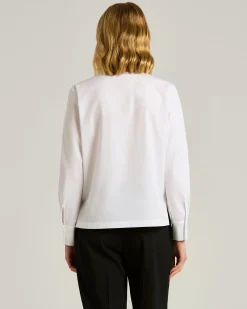 PURE COTTON SHIRT WITH TONAL EMBROIDERY IN WHITE