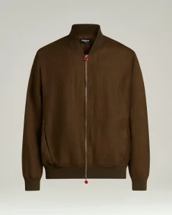 PURE LINEN JACKET WITH ZIP IN BROWN