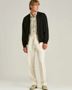 PURE LINEN JACKET WITH ZIP IN BLACK