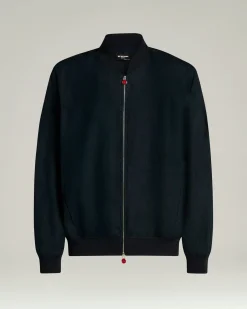 PURE LINEN JACKET WITH ZIP IN NAVY BLUE