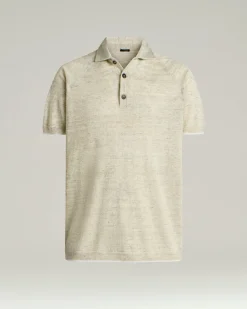 PURE LINEN SHORT-SLEEVED POLO SHIRT IN GREY
