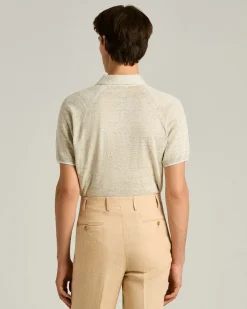 PURE LINEN SHORT-SLEEVED POLO SHIRT IN GREY