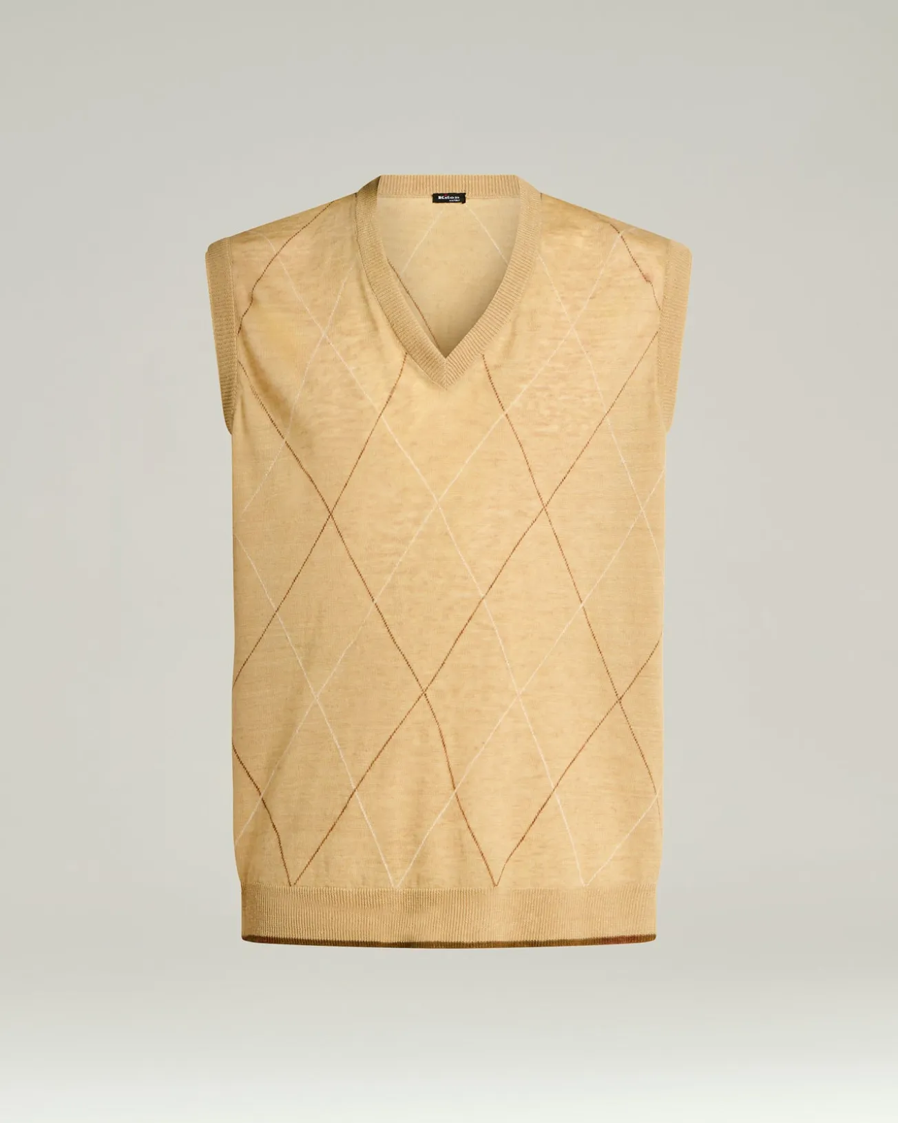 PURE LINEN V-NECK SWEATER VEST IN BEIGE