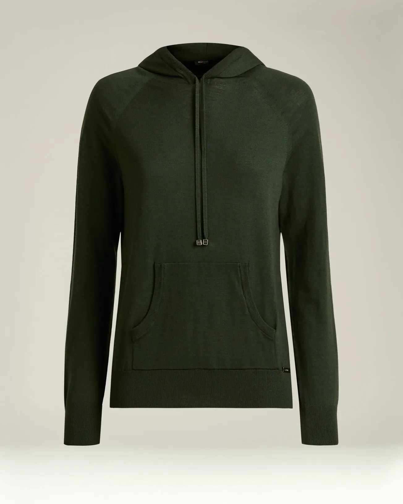 PURE‑WOOL HOODED SWEATSHIRT IN FOREST GREEN