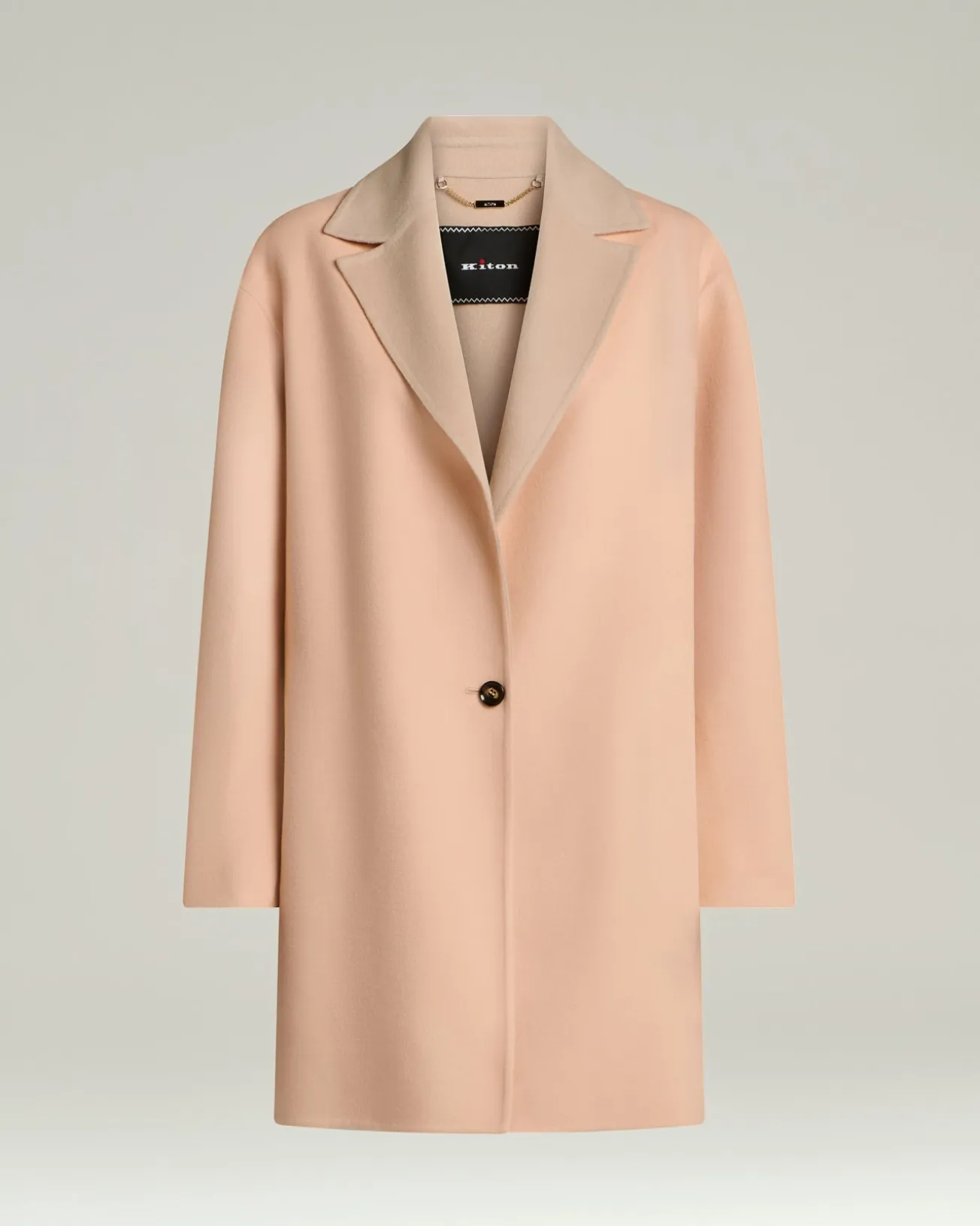 PURE WOOL ROSE OVERCOAT WITH CALFSKIN DETAIL AND SILK LINING