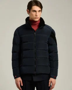 QUILTED BOMBER IN NAVY TECHNICAL FABRIC