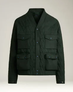 QUILTED JACKET WITH JACQUARD PATTERN GREEN AND UTILITY POCKETS