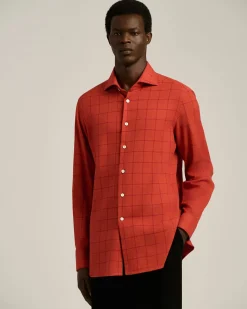 RED PLAID SHIRT IN COTTON FLANNEL
