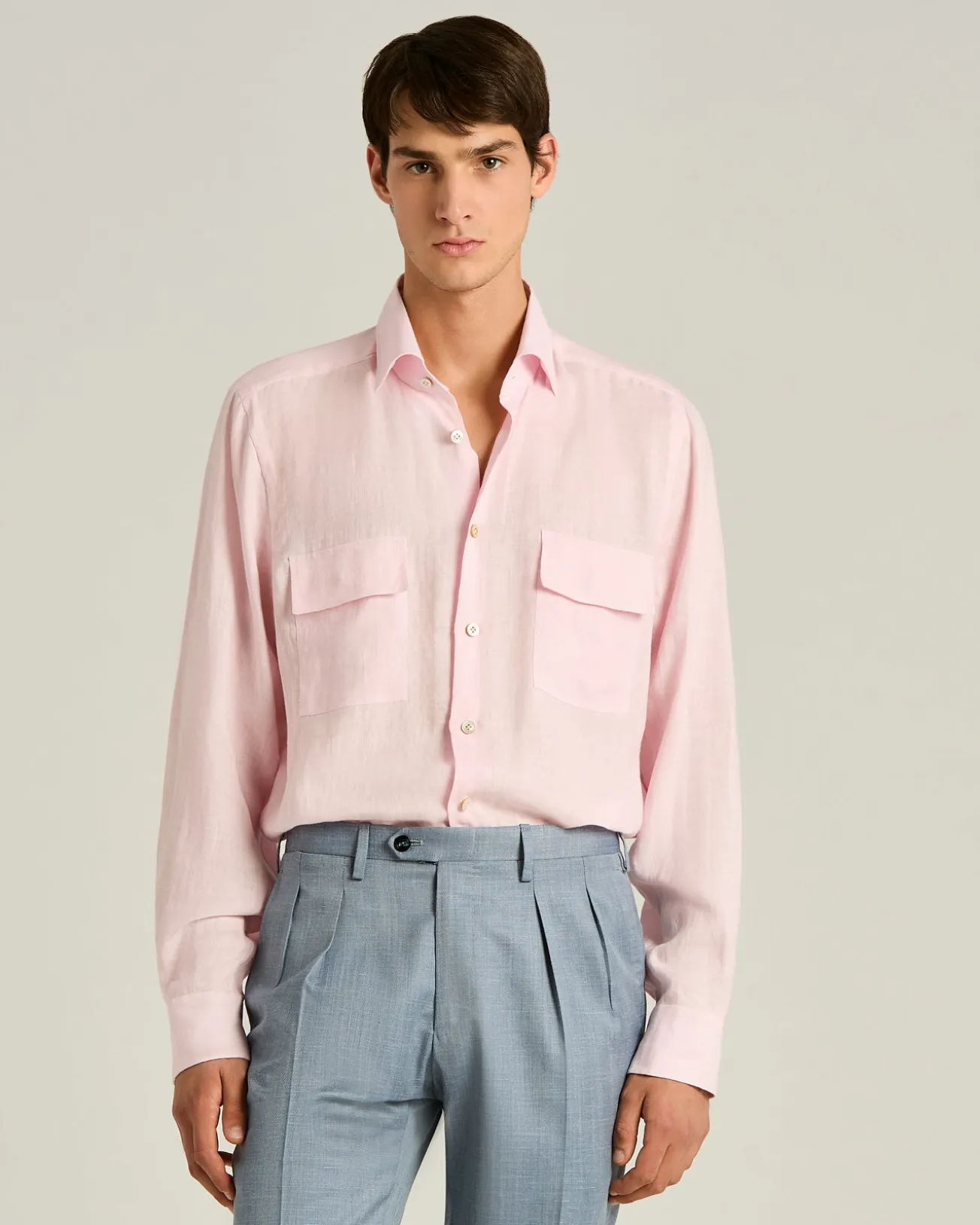 ROSE SHIRT WITH PATCH POCKETS IN 100% LINEN