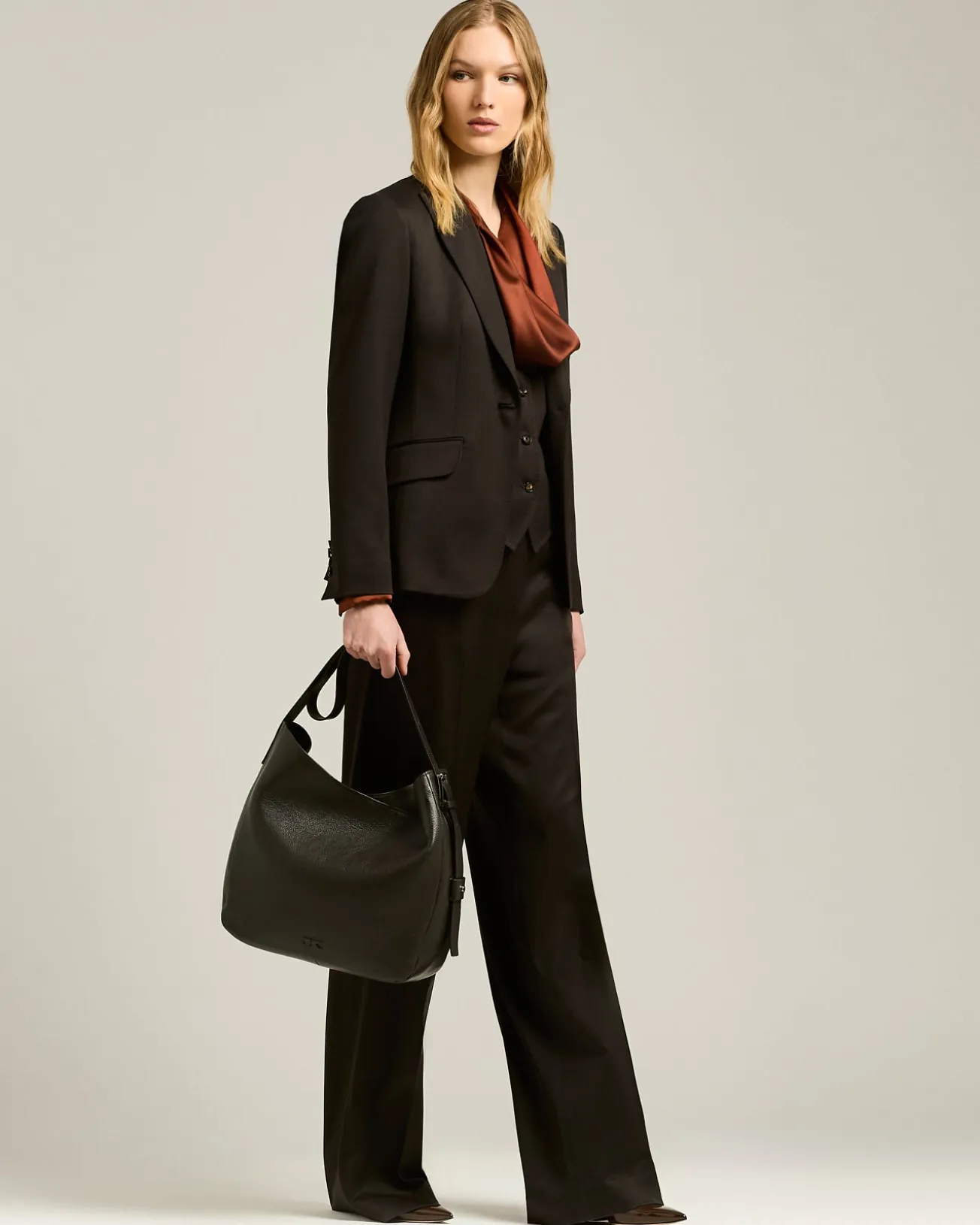 SEMI-SOFT DARK BROWN CALFSKIN LEATHER BAG