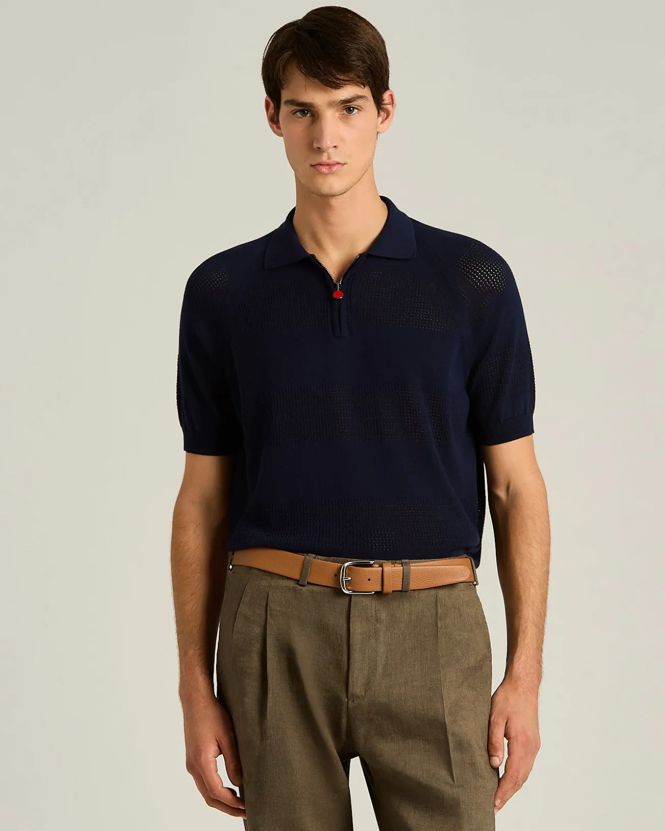 SHORT-SLEEVED ZIPPED POLO SHIRT