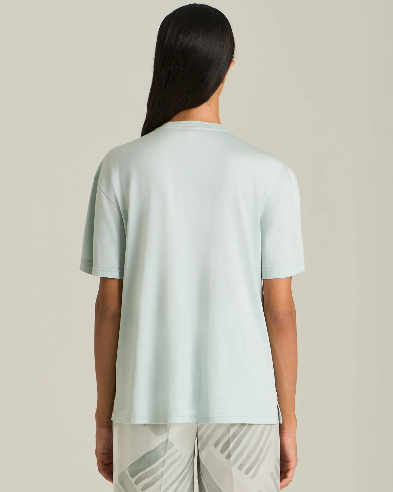 SILK AND COTTON T-SHIRT WITH BREAST POCKET