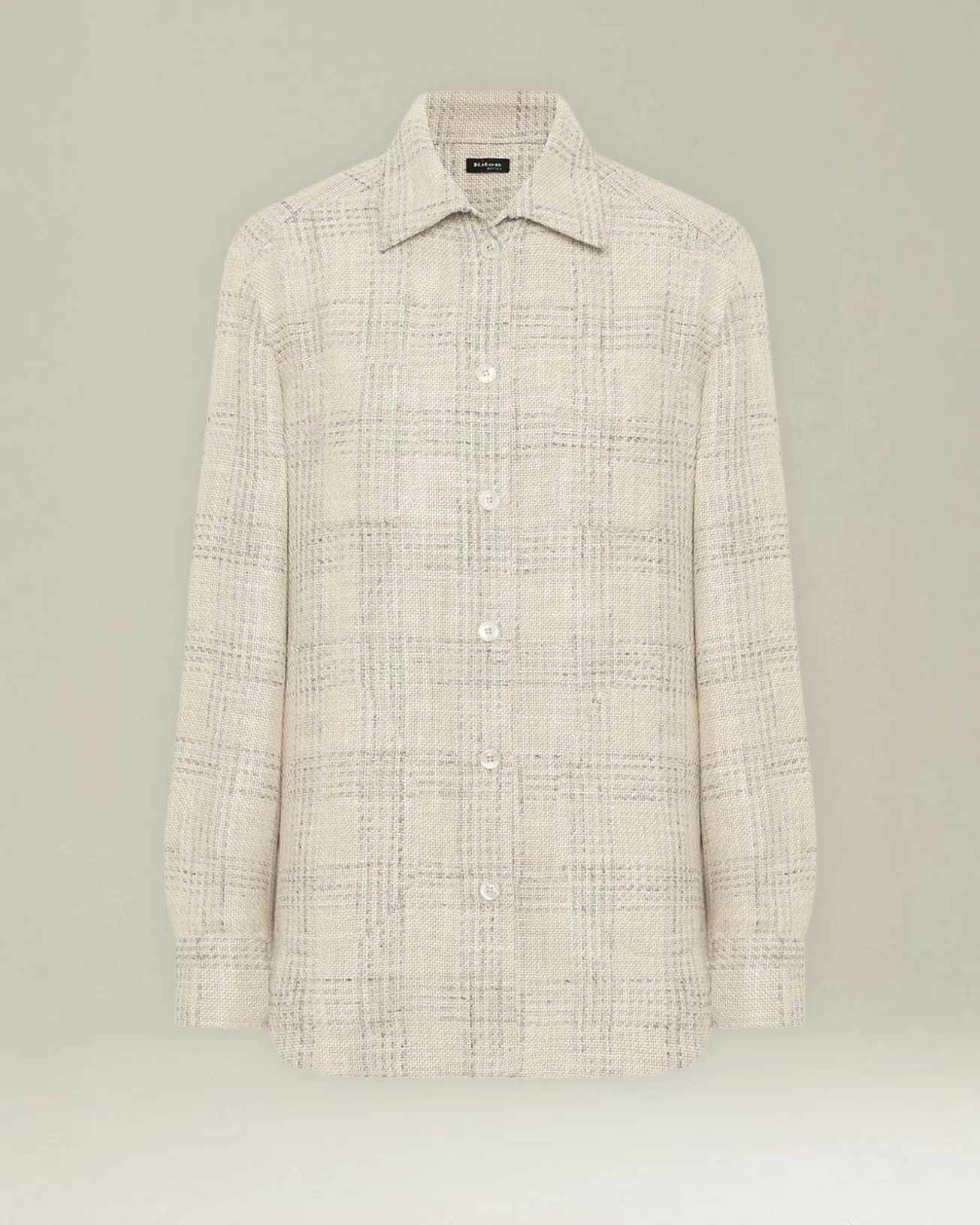 SILK AND LINEN BLEND CHECKED OVERSHIRT