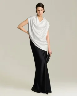 SILK BLOUSE WITH DRAPING