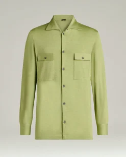 SILK, CASHMERE AND LINEN BLEND OVERSHIRT