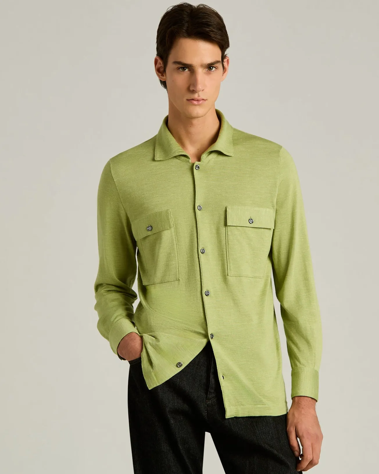 SILK, CASHMERE AND LINEN BLEND OVERSHIRT