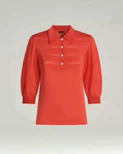 SILK POLO SHIRT IN CORAL