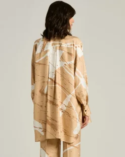 SILK SATIN SHIRT WITH ABSTRACT PATTERN