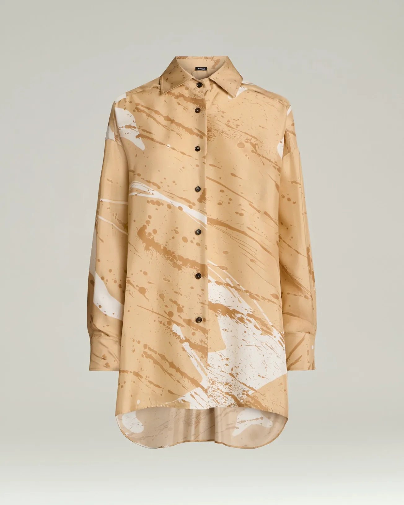 SILK SATIN SHIRT WITH ABSTRACT PATTERN