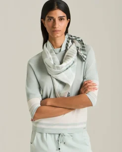 SILK SCARF WITH ETHNIC BRUSH PATTERN