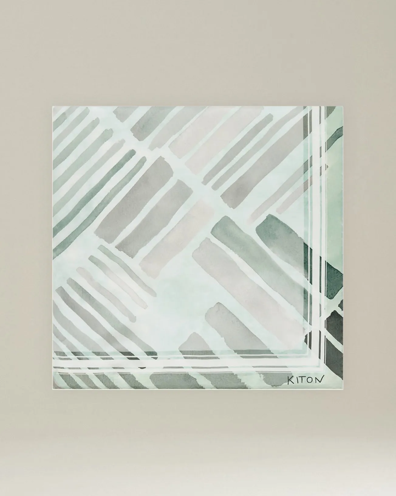 SILK SCARF WITH ETHNIC BRUSH PATTERN