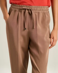 SILK TROUSERS WITH ELASTICATED WAIST