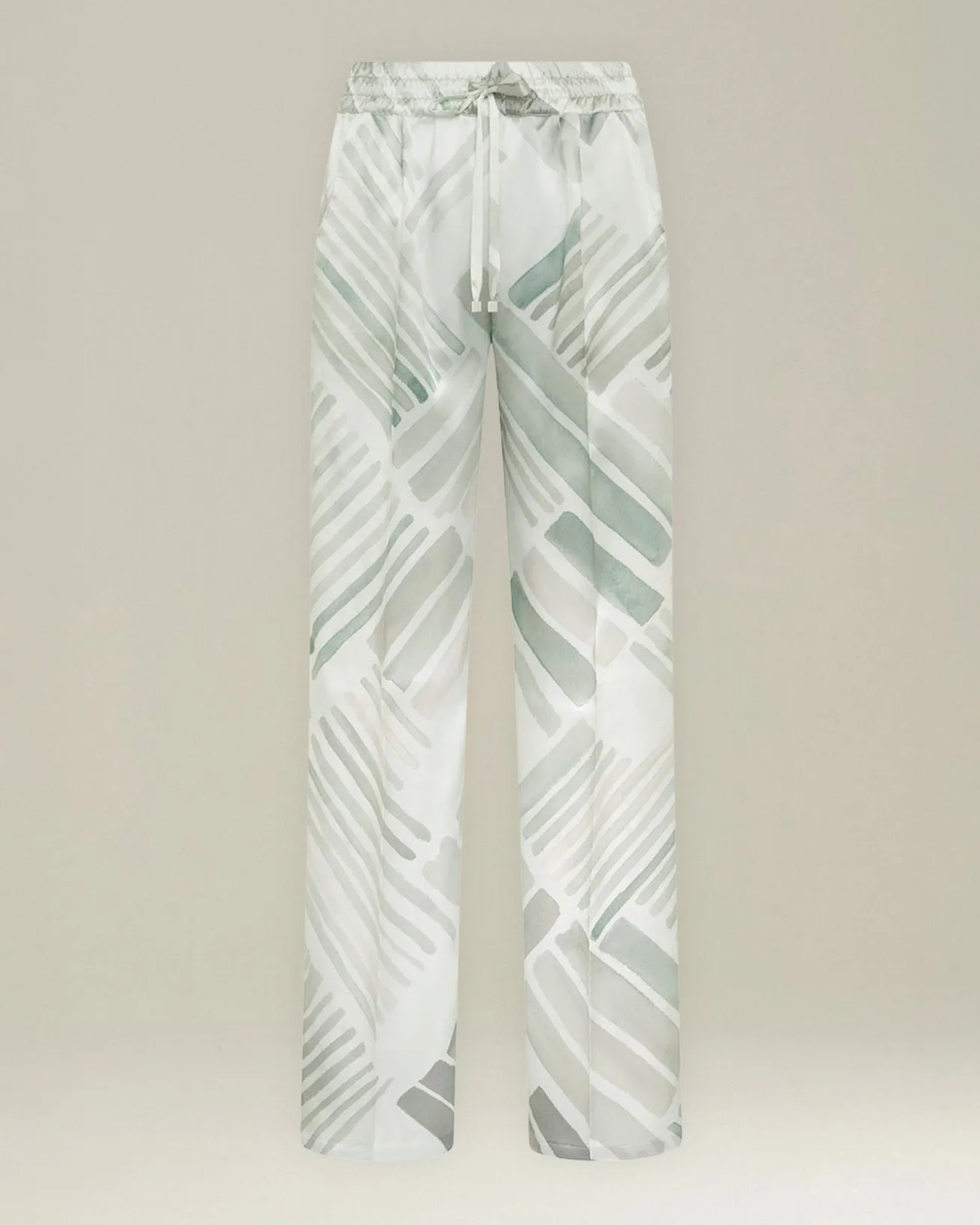 SILK TROUSERS WITH ETHNIC BRUSH PATTERN