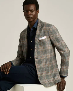 SINGLE-BREASTED MEDIUM GREY PRINCE OF WALES JACKET IN CASHMERE