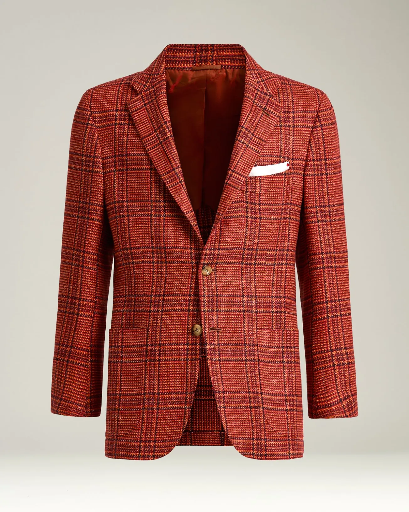 SINGLE-BREASTED RED PRINCE OF WALES JACKET IN CASHMERE