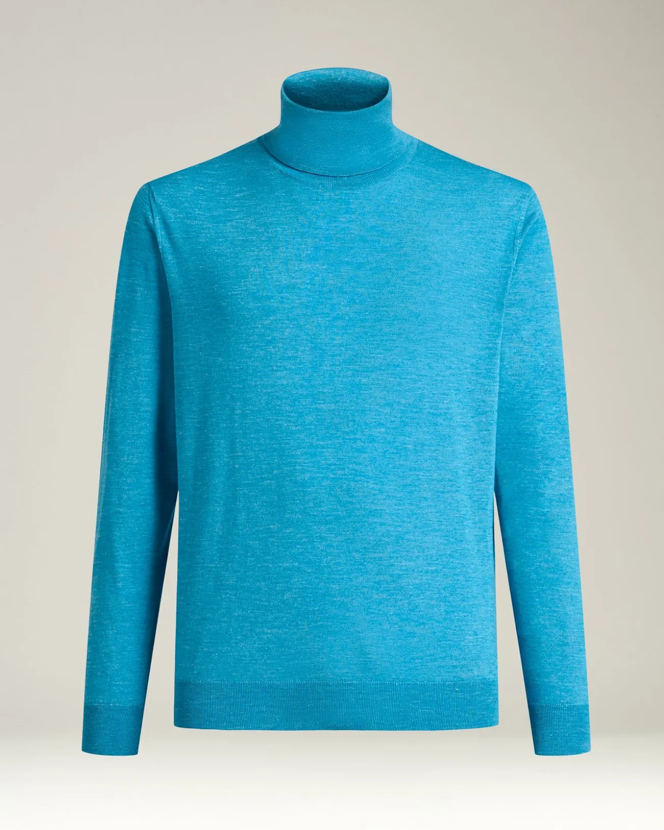 SKY BLUE SILK AND “DIAMANTE BLU” WOOL TURTLENECK