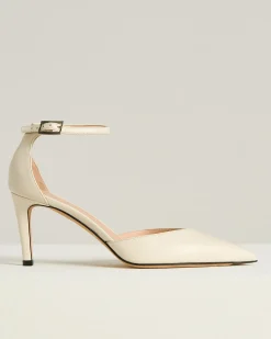 SMOOTH CALFSKIN DÉCOLLETÉ WITH ANKLE STRAP IN MILK WHITE