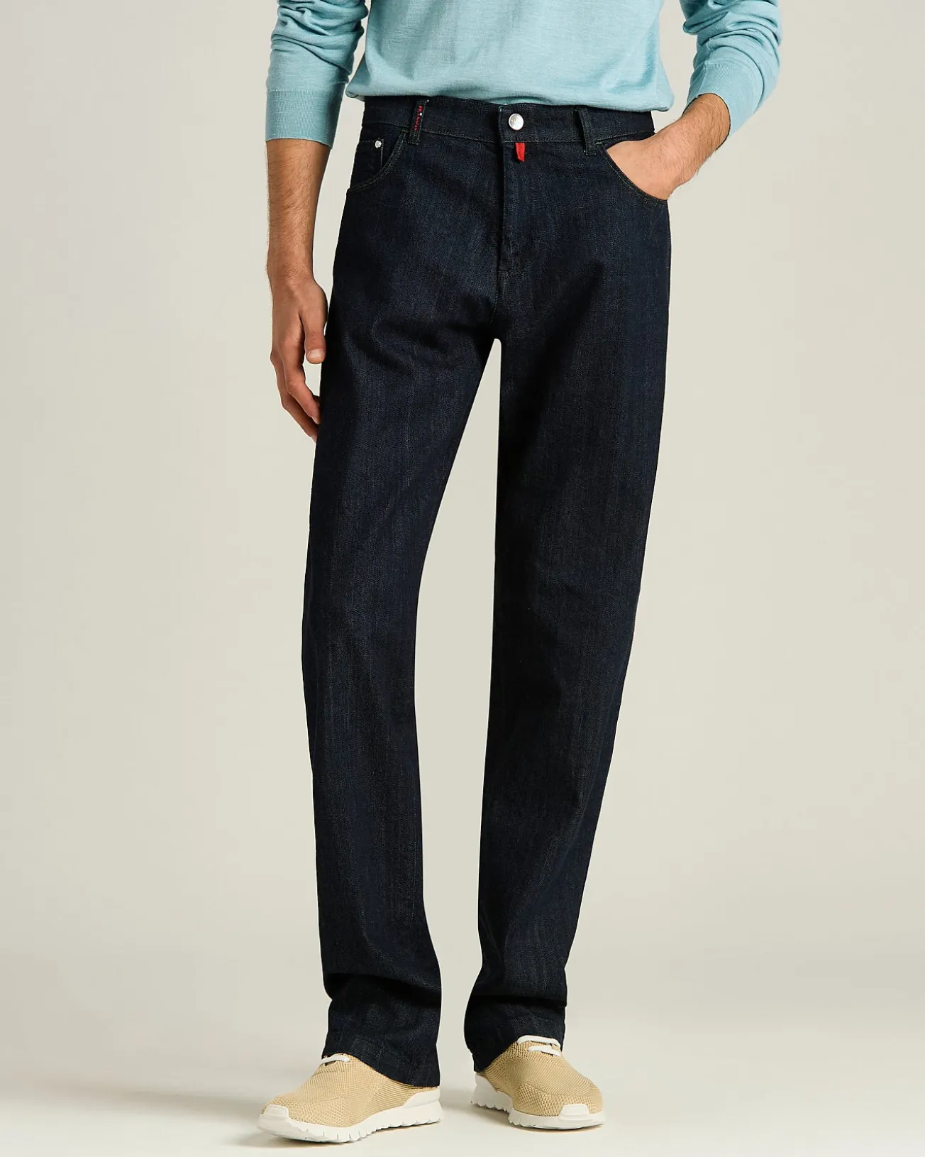 STRETCH COTTON TROUSERS IN INDIGO