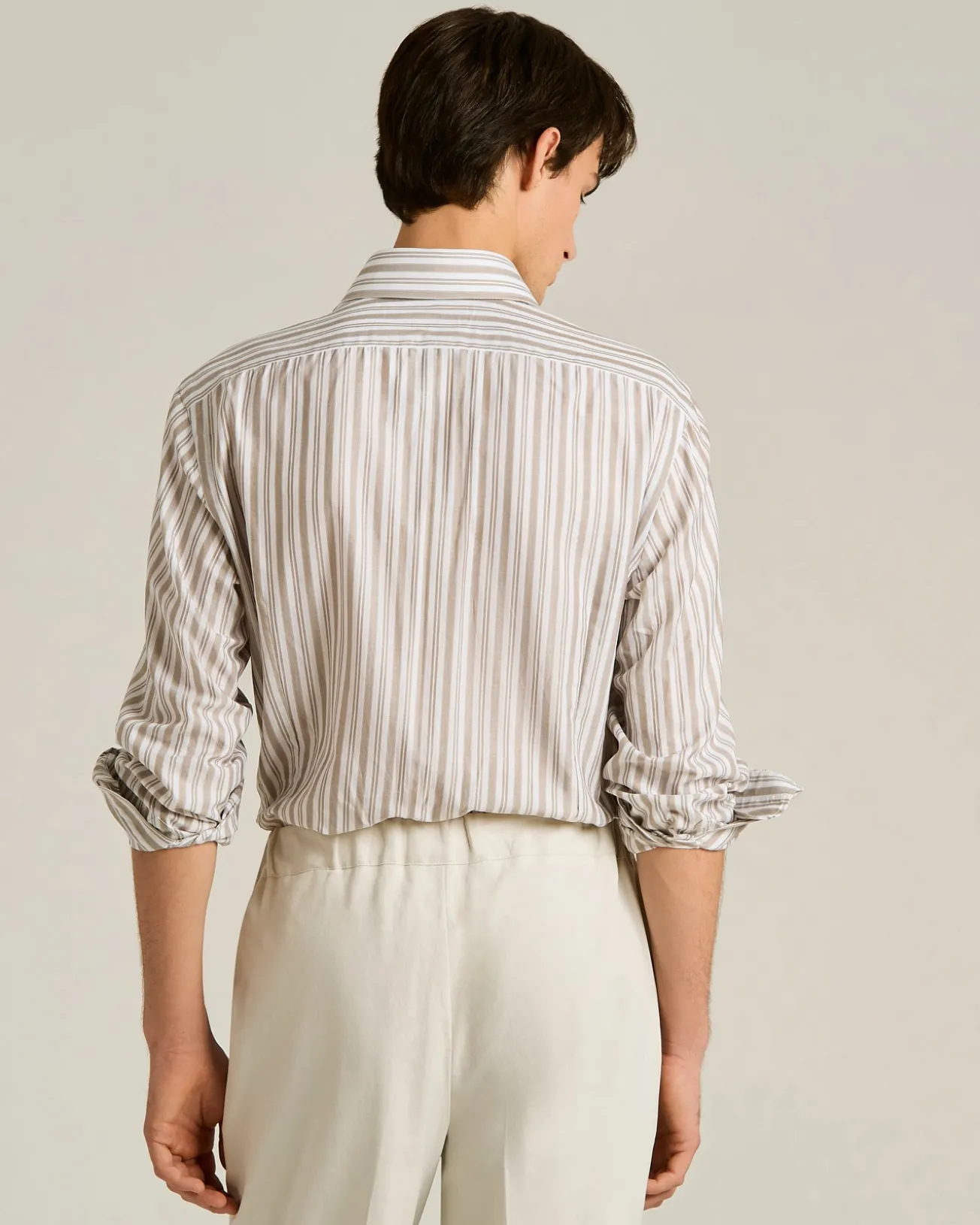 STRIPED COTTON SHIRT IN BROWN