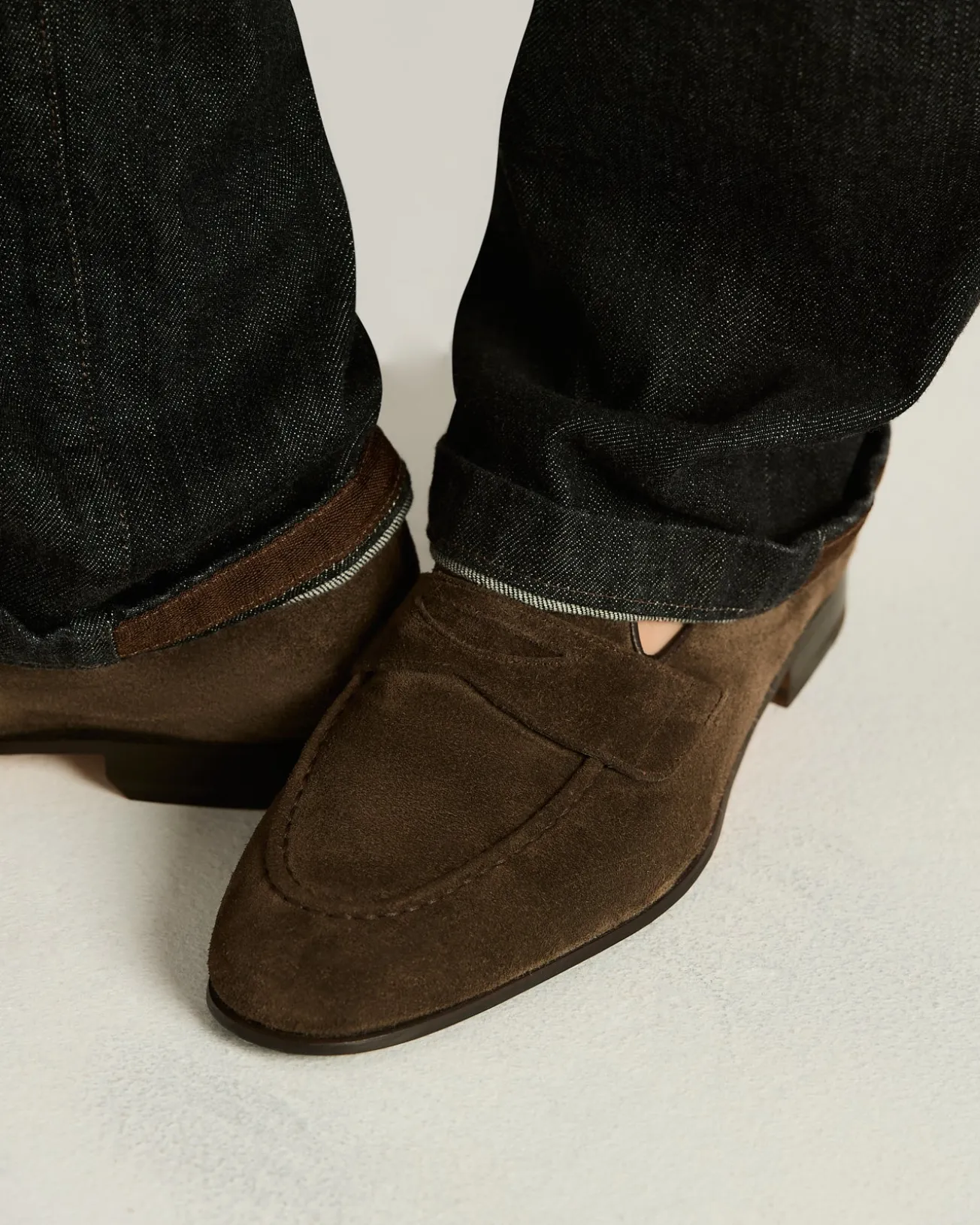 SUEDE LOAFERS DARK BROWN CALFSKIN