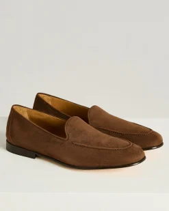 SUEDE LOAFERS IN BROWN GOATSKIN