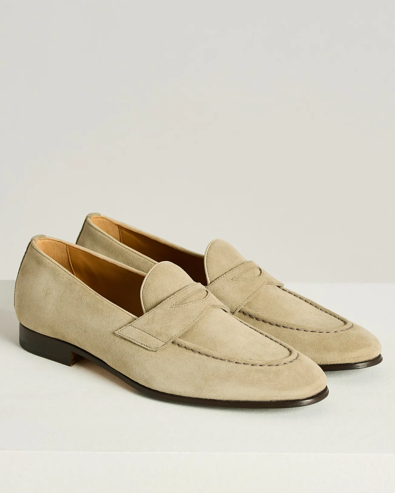 SUEDE LOAFERS LIGHT BEIGE CALFSKIN
