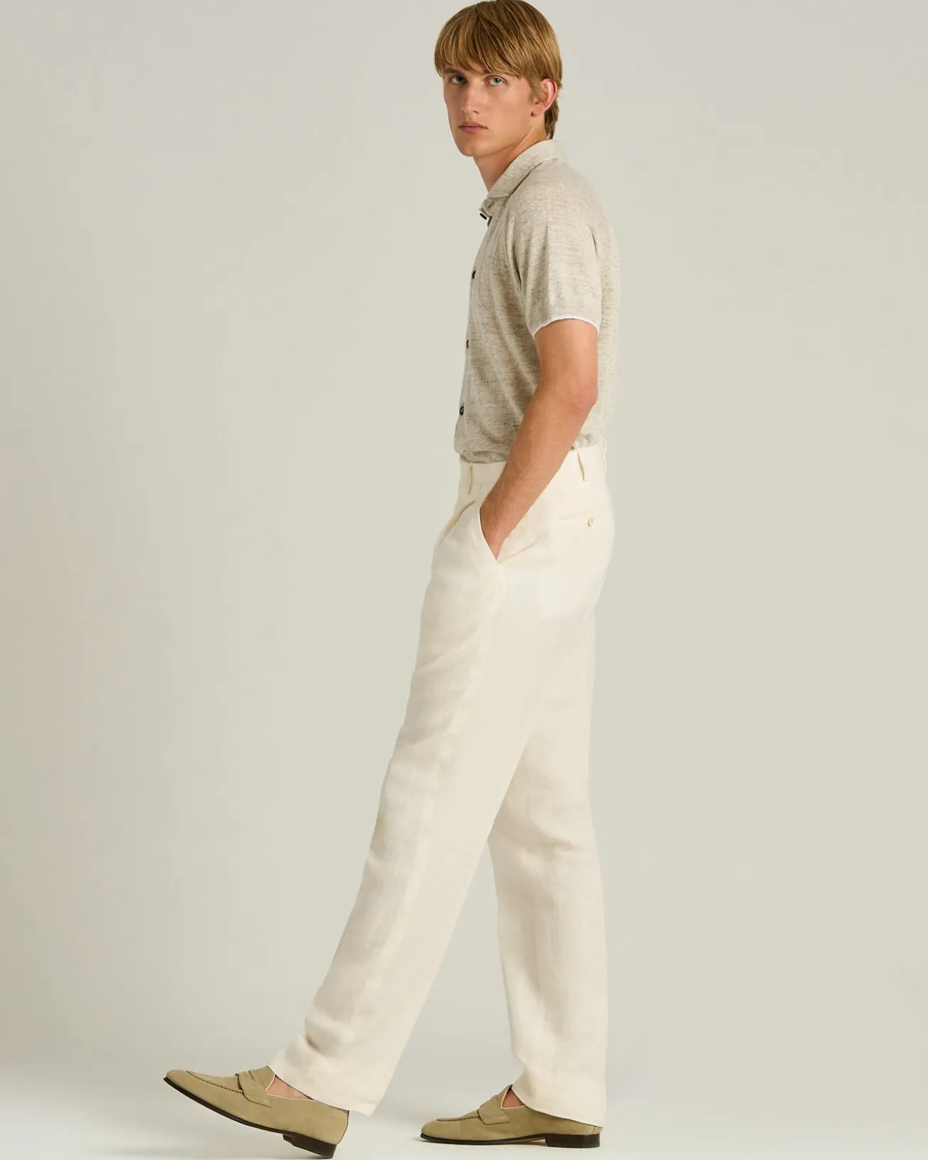 SUEDE LOAFERS LIGHT BEIGE CALFSKIN