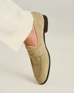 SUEDE LOAFERS LIGHT BEIGE CALFSKIN
