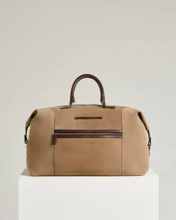 SUEDE WEEKEND HOLDALL SLATE IN GREY CALFSKIN