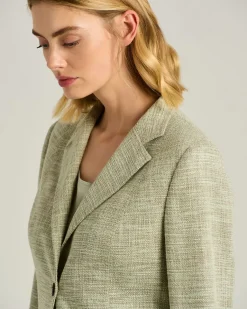 TAILORED JACKET IN FINE YARNS GREEN VIRGIN WOOL, SILK AND COTTON BLEND