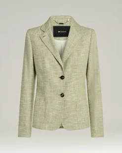 TAILORED JACKET IN FINE YARNS GREEN VIRGIN WOOL, SILK AND COTTON BLEND