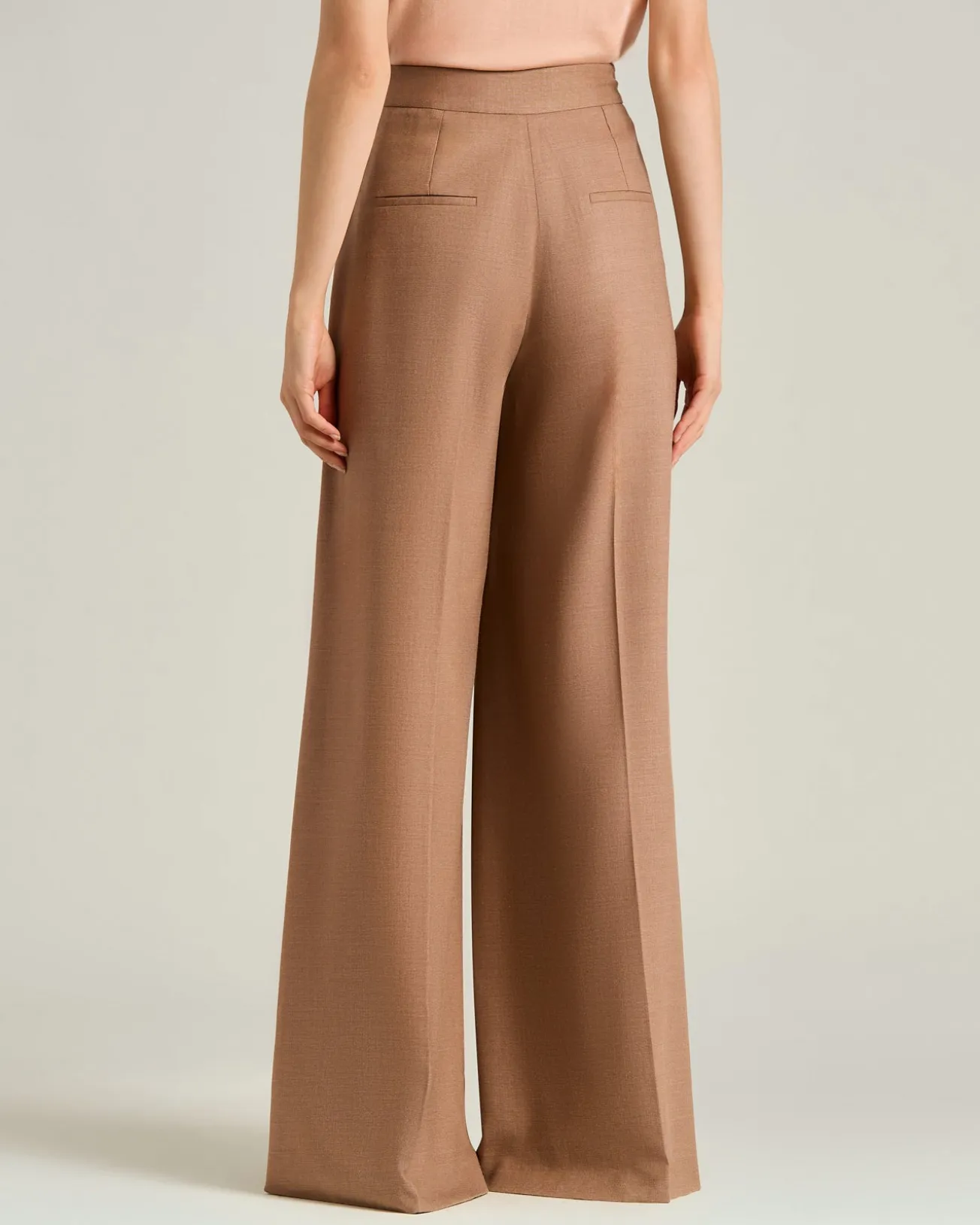 TAILORED WOOL AND SILK TROUSERS IN ANTIQUE PINK