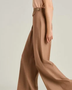 TAILORED WOOL AND SILK TROUSERS IN ANTIQUE PINK