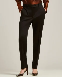 TAPERED TROUSERS IN STRETCH VIRGIN WOOL DARK BROWN