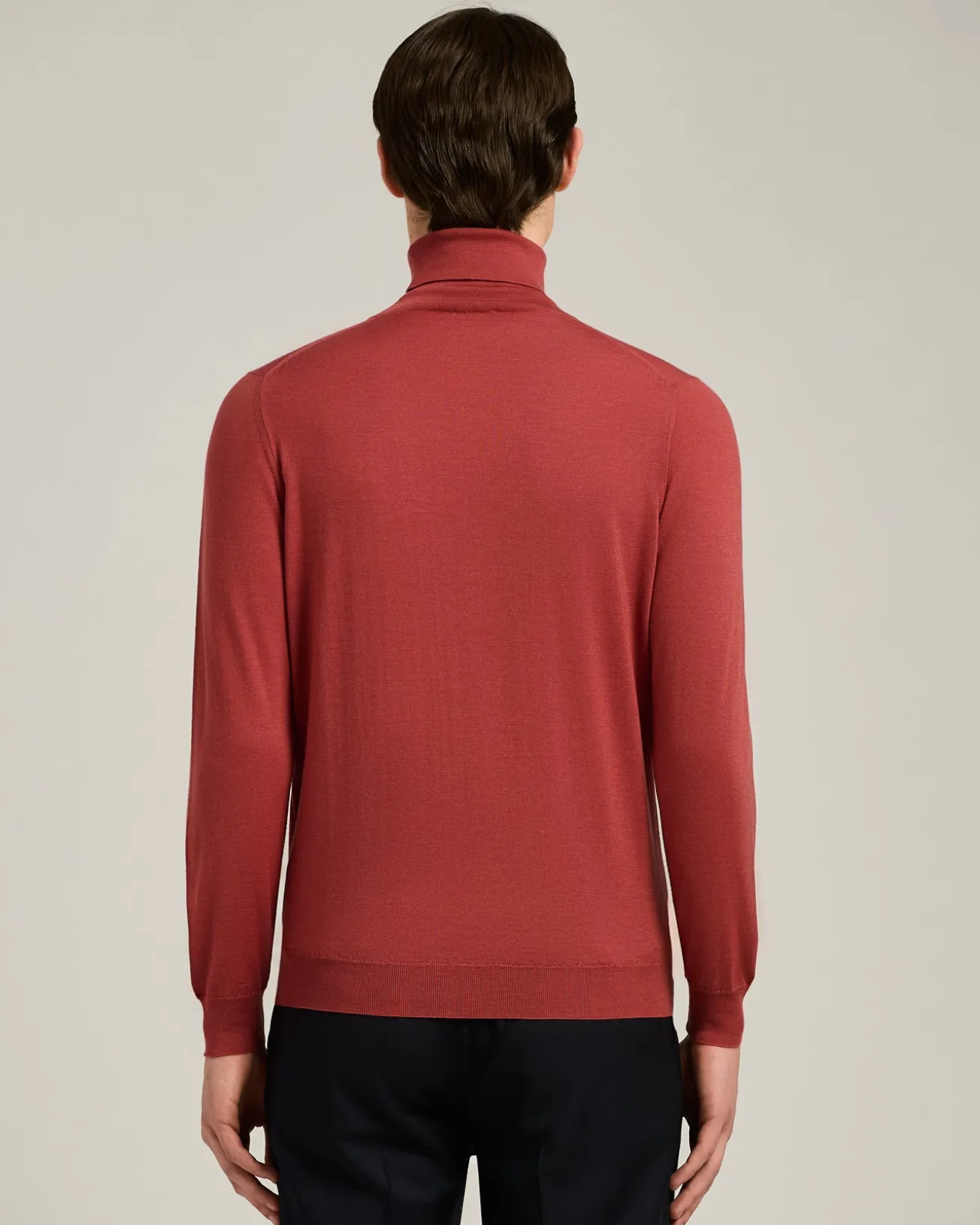 TERRACOTTA CASHMERE AND SILK PLAIN-KNIT TURTLENECK