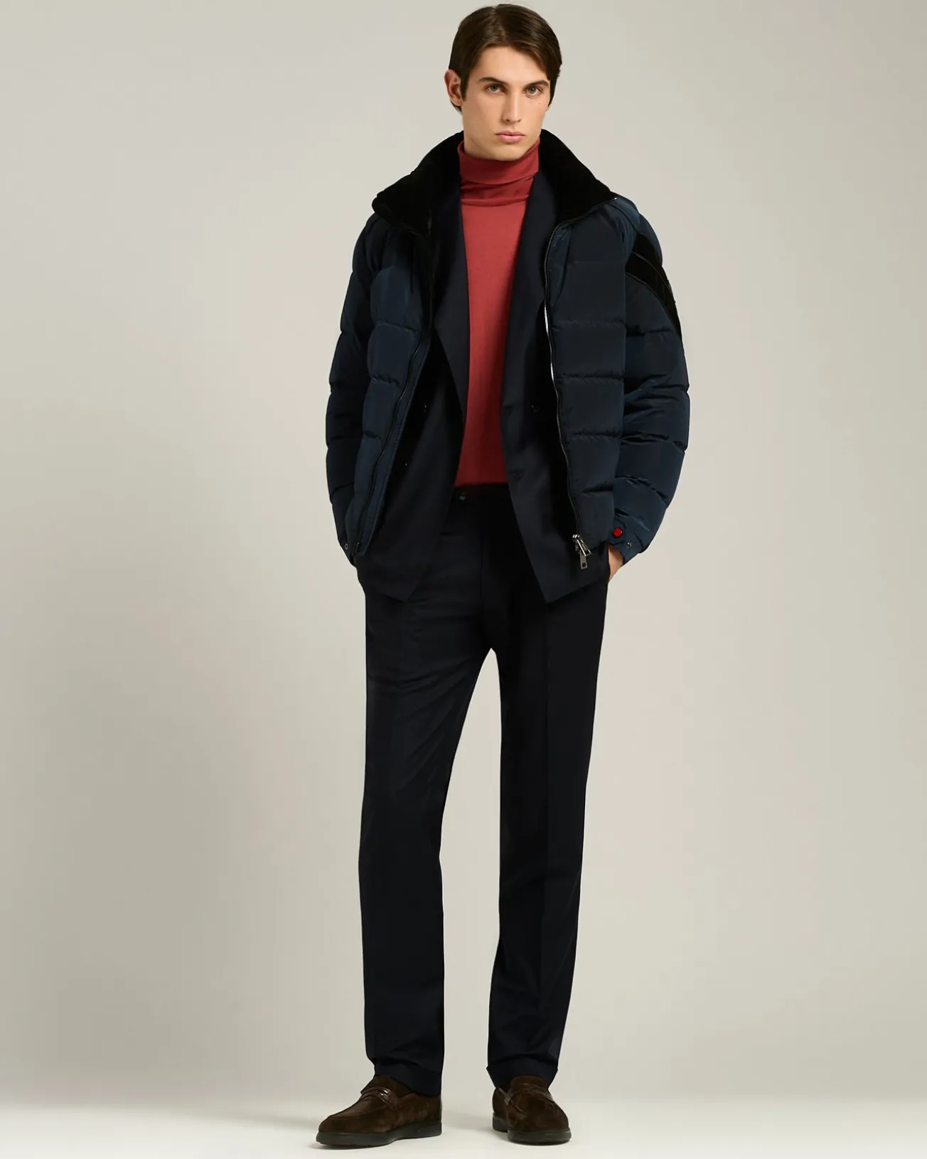 TERRACOTTA CASHMERE AND SILK PLAIN-KNIT TURTLENECK