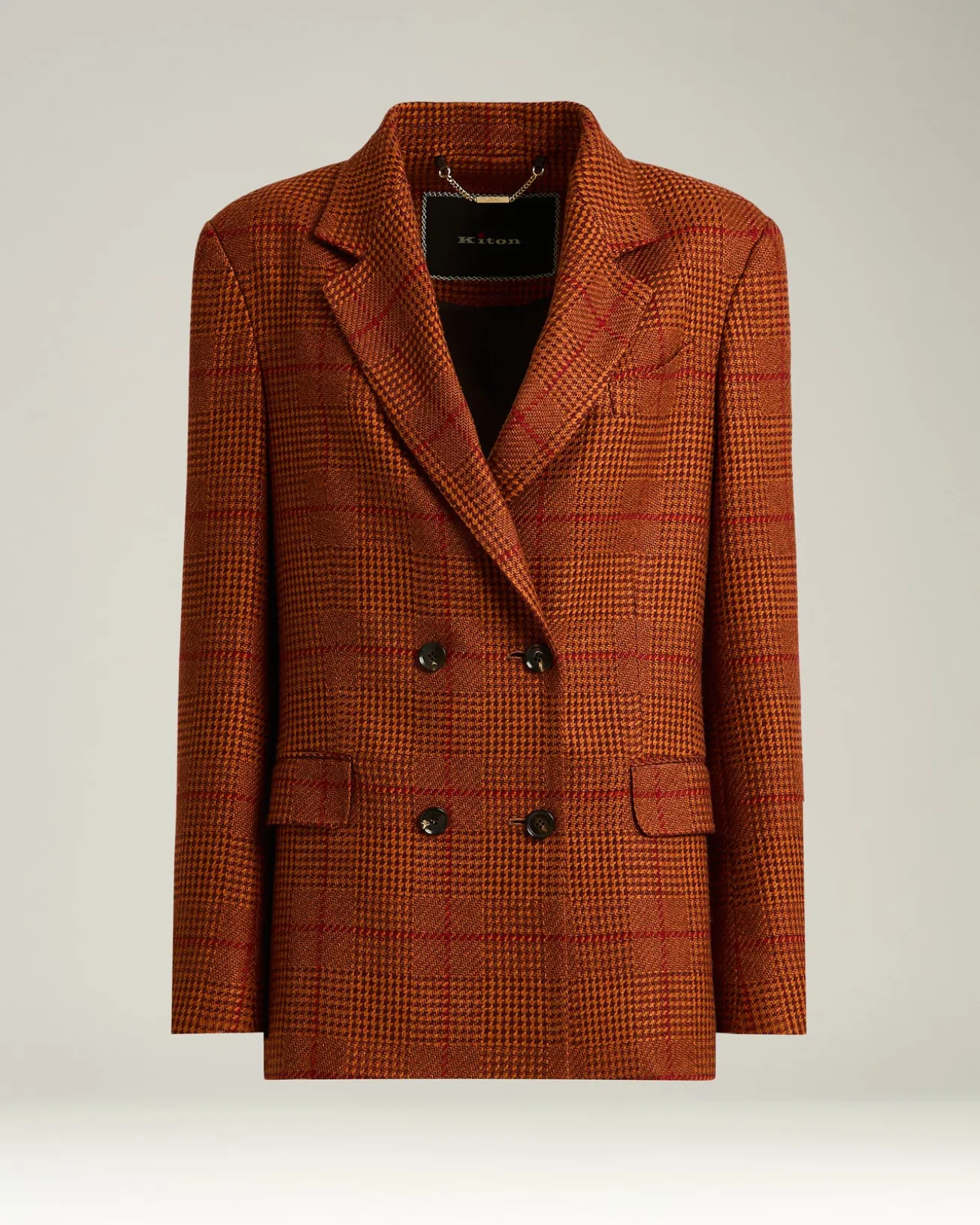 TERRACOTTA DOUBLE-BREASTED SILK AND CASHMERE JACKET